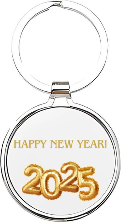 Akyol - Happy new year 2025 Sleutelhanger - felicitatie - Gelukkig nieuw jaar - Nieuwjaarscadeau - cadeautje - de beste wensen - goede voornemens - cadeau voor vrienden - cadeau voor de feestdagen - 4 x 7,5 CM