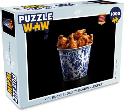 Puzzel Kip - Bucket - Delfts blauw - Lekker - Legpuzzel - Puzzel 1000 stukjes volwassenen