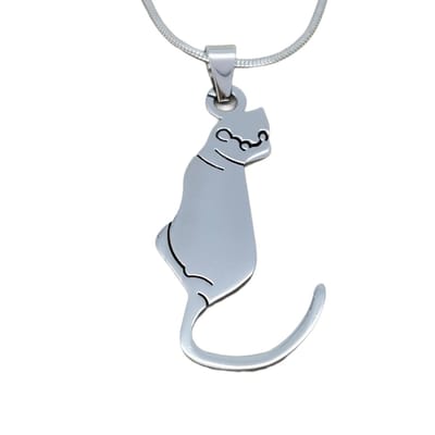Edelstaal hanger, Poes zilverkleurig.