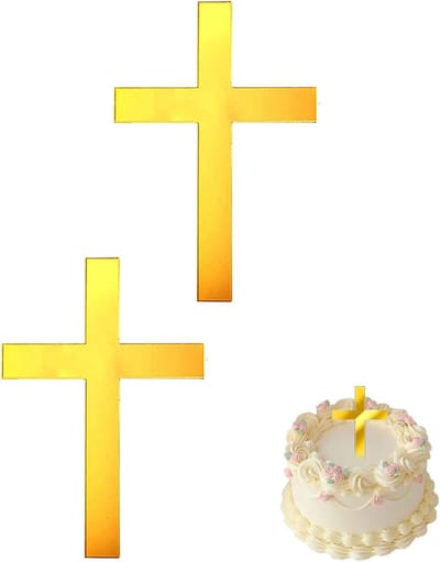 2 stuks taartdecoratie kruis gouden kruis van acryl voor taartdecoratie cake eerste communie bruiloft doop vormsel heilige communie
