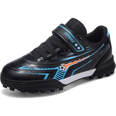 Chaussures de Football pour Enfants Spécialité TF Antidérapantes Résistantes à l'Usure Ajustées Pelouse Artificielle Entraînement Extérieur Loisir Chaussures de Football 39 noir