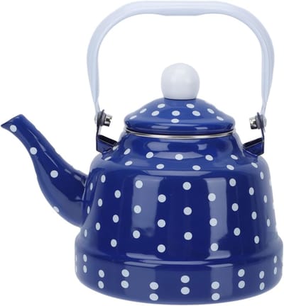 Waterketel Emaille - Theepot Koffiepot - Koffie en Thee - Hittebestendig Handvat - 1.7 Liter - Blauw