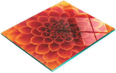 Decoratieve glazen snij- en serveerplank met bloemmotief, 60x52 cm