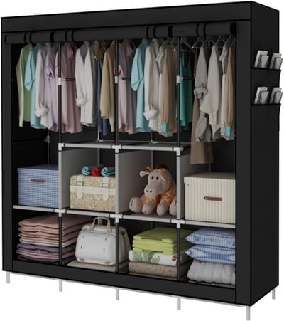 Opvouwbare Stoffen Kledingkast - 170x170x45cm - Lichtgewicht & Praktisch - Zwart