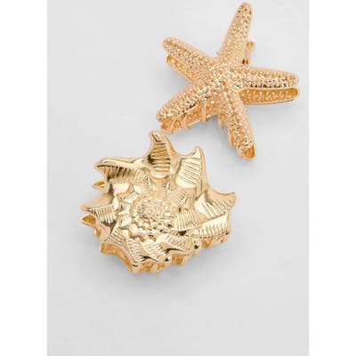 boohoo Dames Gouden Oceaan Schelp Haarklauwen 2 Stuks