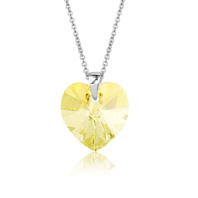 Montebello Ketting Fleur HZ118 - Swarovski Hart - 925 Zilver Gerhod. - Ø14mm - 50cm