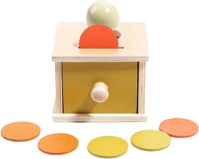 Muntbox Speelgoed - Puzzel Sorteerbox - Motorische Vaardigheden Trainen - Houten Constructie - 11 x 11 x 8.3 cm