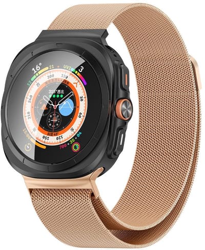 Milanees bandje - geschikt voor Samsung Galaxy Watch Ultra (47mm) / Ultra 2025 (47mm) - rvs Milanese met magneet sluiting - rosegoud
