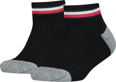 Tommy Hilfiger kids 2P quartersokken iconic sports zwart