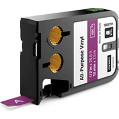 DYMO 1868791 XTL tape vinyl wit op paars 12mm (origineel)