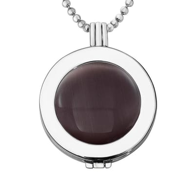 Quiges - Munthouder met Ketting en Munt 33mm Cat's Eye Paars - Zilverkleurig - ERHS814