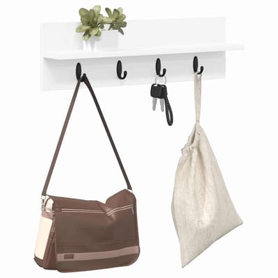 vidaXL - Wandgemonteerde - kapstok - Muurmontage - Wit - 60 - x - 10,5 - x - 18 - cm
