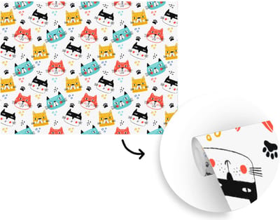 Behang - Fotobehang Jongens - Patronen - Katten - Breedte 295 cm x hoogte 220 cm