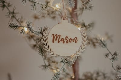 BolleToet - houten kerstbal takjes - met naam - personaliseren - kerstdecoratie