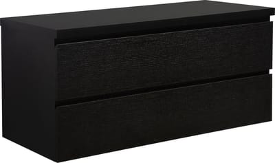 Badplaats Wastafelkast Angela 120 x 48 cm - Zwart Houtnerf - Hangend Wastafelmeubel Met Bovenblad