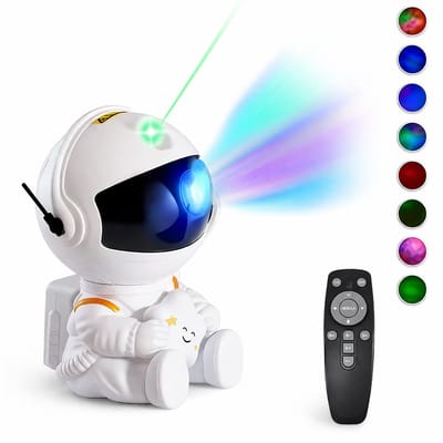 Nachtlampje - Kinderlamp - Sterren & Maan Projector - Robot-astronaut projector nachtlampje – 360° rotatie, warm LED-licht, oplaadbaar - BOECK