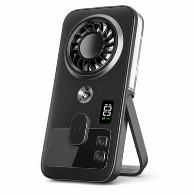 Handventilator met Waterverneveling - Draagbare Mini Ventilator Oplaadbaar - USB Pocket Fan met Spray en 4 Standen - Kleine Handheld Fan voor Strand, Vakantie en Bureau - Inklapbaar - Zwart