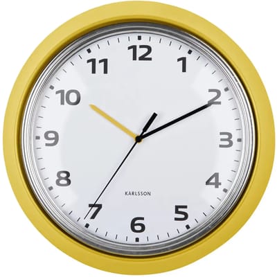 Karlsson Wandklok Modern Retro - Geel - Ø34cm - Wandklok Retro