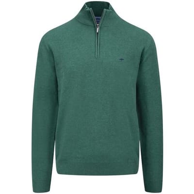 Fynch-Hatton Trui Troyer-Zip Superfine Cotton Dark Emerald / male