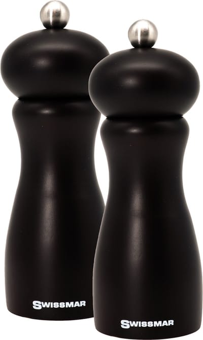 SWISSMAR - Belle peper en zoutmolen set -15 cm - chocolatehout - 2 Stuks - Instelbare maalgraad - Luxe kwaliteit - Hervulbaar - Peper molen - Houtmolen - Zout molen - Huis Cadeautje - Keuken accesoires