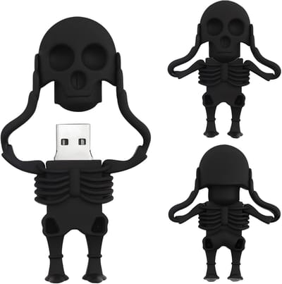 USB Stick Skelet - Geheugenstick Pen Drive - Bestanden Opslaan - Waterdicht Schokbestendig - 6.9 x 5.7 cm - Zwart