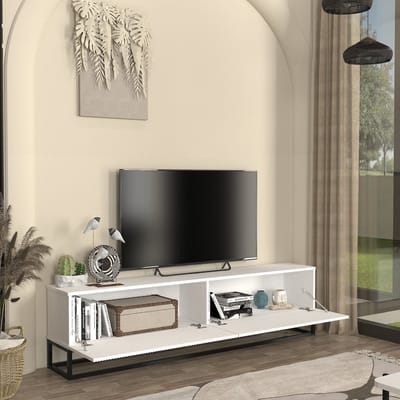 Tv-meubel Verpsboga lang frame 180x32x47 cm wit [en.casa]