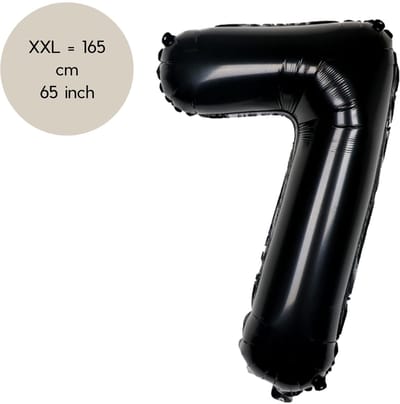 Fienosa Cijfer Ballonnen nummer 7 - Zwart - 165 cm - Helium Ballon - Verjaardag ballon - Verjaardag versiering - Leeftijd verjaardag - Verjaardagsballon - Verjaardag