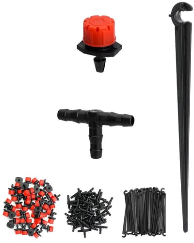 150-delige Micro Drip Irrigatieset voor Tuin en Gazon, Inclusief Druppel Sprinkler, T-Connector en Slangbeugels