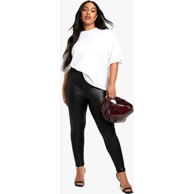 boohoo Dames plus PU-legging met hoge taille | Zwart | Maat: 44