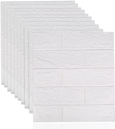 Dailygoods- Baksteenbehang 3D - Zelfklevende Wandpanelen - Wit Baksteenpatroon - 38,5 x 35 cm - Afneembaar - PE-schuim Materiaal - Muurstickers