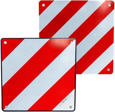 Aluminium Markeringsbord - Waarschuwingsbord lading - Veilig Transport - Conform Italië Spanje - 50x50cm - Rood Wit