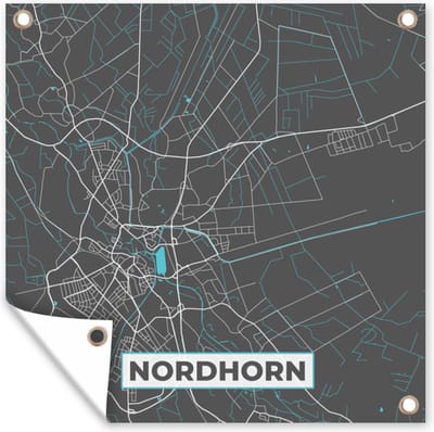 Tuin poster Blauw – Duitsland – Plattegrond – Stadskaart – Kaart – Nordhorn - 200x200 cm - Tuindoek