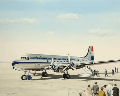 Thijs Postma - TP Aviation Art - Poster - Douglas DC-4 Skymaster KLM Boarding - 40x50cm