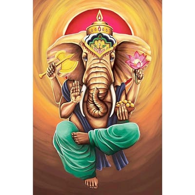 Diamant broderie motif point de croix richesse Ganesha diamant peinture décor à la maison 20X30CM beige