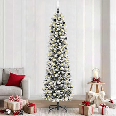 vidaXL - Kunstkerstboom - Wit - 240 - cm - PVC - en - Metaal - en - Plastic