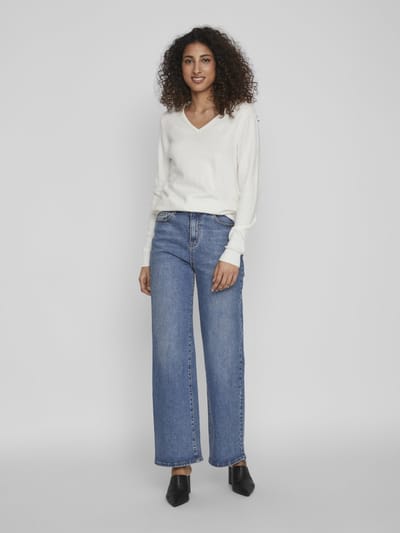 Vila Trui Viril L/s V-neck Knit Top-noos 14042769 White Alyssum Dames Maat - S