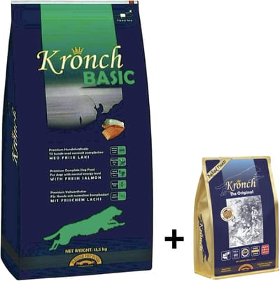 Kronch Basic Adult Hondenvoer - 13.5 KG + Kronch Premium Zalmsnacks - 600 Gram - Combideal