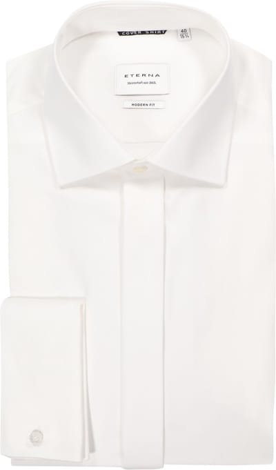 ETERNA modern fit overhemd mouwlengte 7 - twill met dubbele manchet - ecru - Strijkvrij - Boordmaat: 40 (EU maat: M)