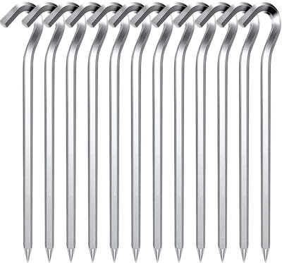 Dailygoods- Tentharingen 12 stuks - 18 cm aluminiumlegering - Sterk en robuust - Tentaccessoires - Haringen voor kamperen - Roestbestendig materiaal - Tentstokken