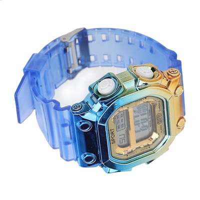 Digitale Horloge Kleurrijke Gradiënt Vierkant Wijzerplaat Heldere Matte Band Dagelijks Waterdicht Sport Horloge voor Student blue