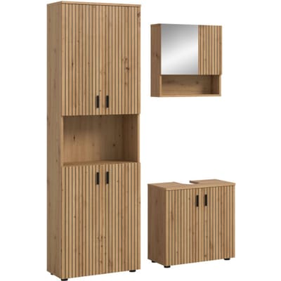 Furnilux Badcombinatie artisan oak 3-delige set met wastafel en spiegelkast 135 cm