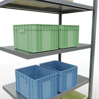 Schulte Lagertechnik MULTIplus 250 rekkensysteem zonder scharnieren, aanschroefbaar, lengte bout, 2000x1000x600 mm, 5 legborden, gegalvaniseerd