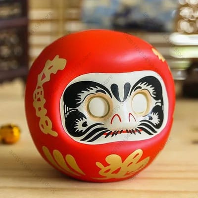 Statue Daruma en Céramique Japonaise, Porte-Bonheur, Ornement Zen, Figurine Fengshui, Boîte à Argent, Décoration de Table pour la Maison, Cadeaux, 4 red