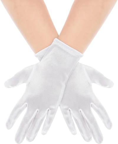 Dailygoods - Vrouwen Korte Satijn Vingerhandschoenen - Bruidsdans - Comfortabel en elegant - Wit - Perfect voor bruiloften en feesten - Stretchy ontwe