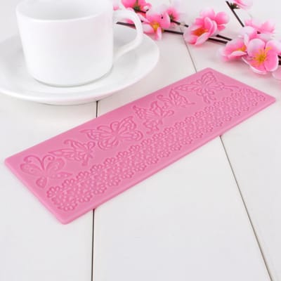 Kantmat Fondant Taart Kantmal Taartdecoratie Benodigdheden Siliconen Embossingmat Roze