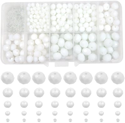 1000 stuks Ronde Facet Kralen van Glas 2 mm 4 mm 6 mm 8 mm 10 mm Witte Spacer kralen voor Sieraden Maken doe-het-zelf Armbanden Halskettingen Handwerk