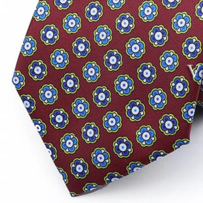 Stropdas- Zijde-Bordeuax rood- Klein motief - Charme Bijoux