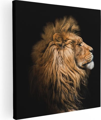 Artaza Canvas Schilderij Leeuw - 90x90 cm - Wanddecoratie Dierenkop - Muurdecoratie Dieren - Schilderijen Op Canvas Woonkamer