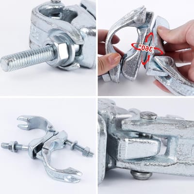 Verstelbare Scaffolding Klemmen, 360° Draaiende Couplings, 48 x 48 mm, Set van 2, Dubbele Klem voor Steigerbevestiging, Steigeraccessoires, Bouwmaterialen