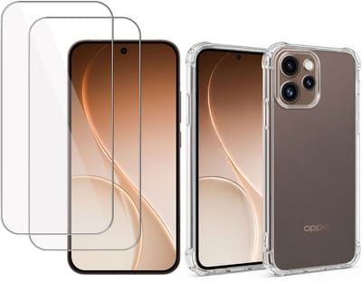 TechNow Hoesje + 2x Screenprotector geschikt voor OPPO Reno 15 Hoesje Screenprotector - Tempered Glass - Extreme Shock Case Transparant